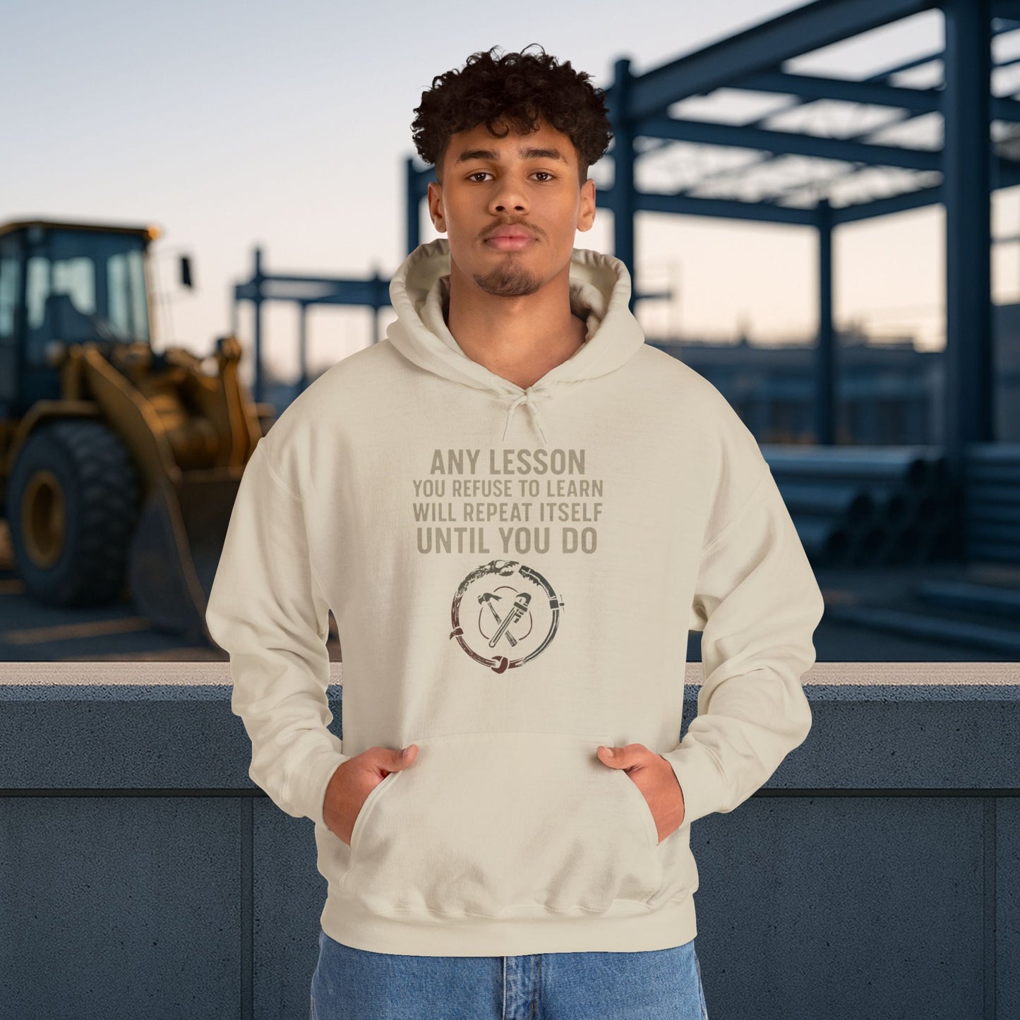 'Any Lesson You Refuse to Learn Will Repeat Itself Until You Do' Men's Hoodie, Motivational Sweater