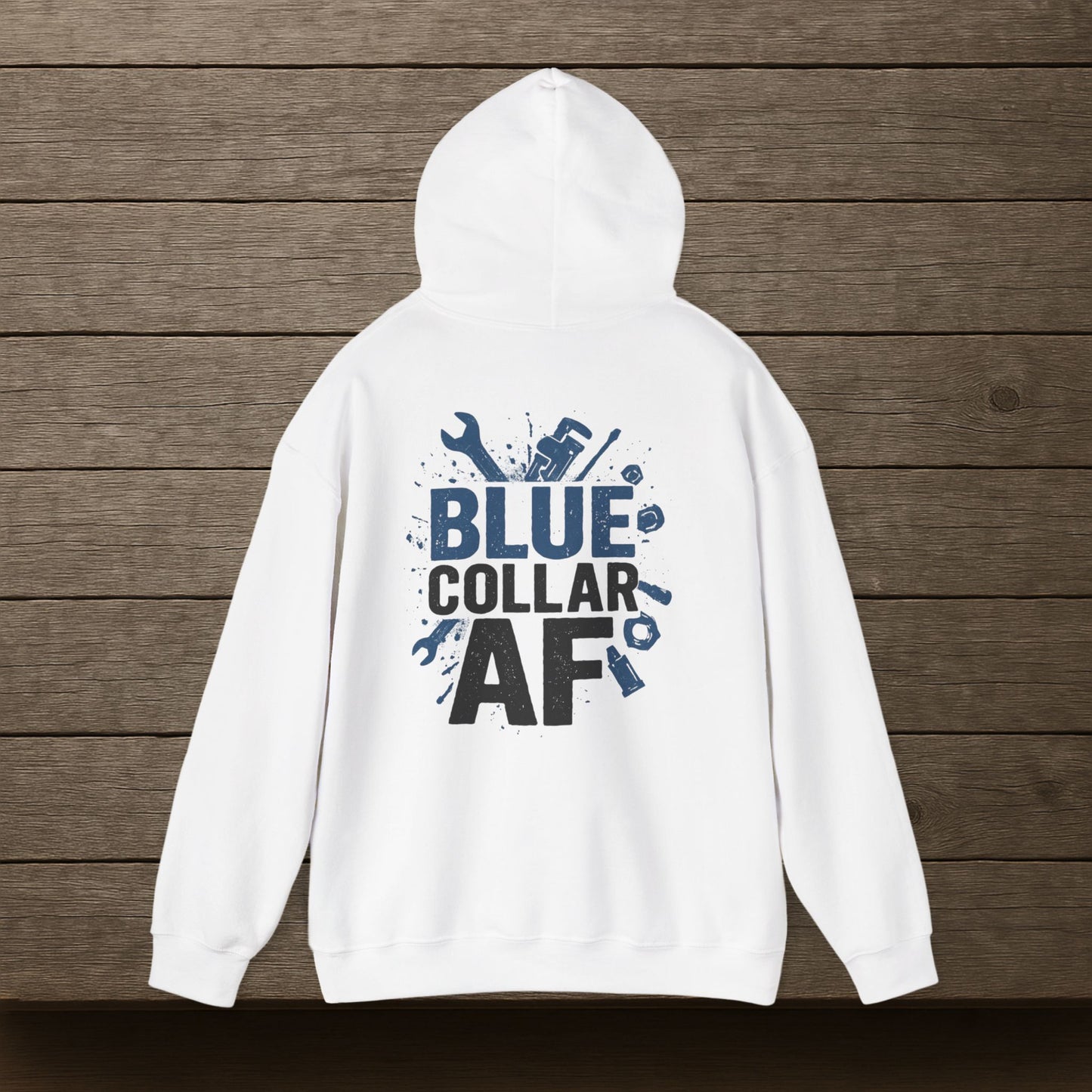 'Blue Collar AF' Men's Hoodie, Motivational Sweater