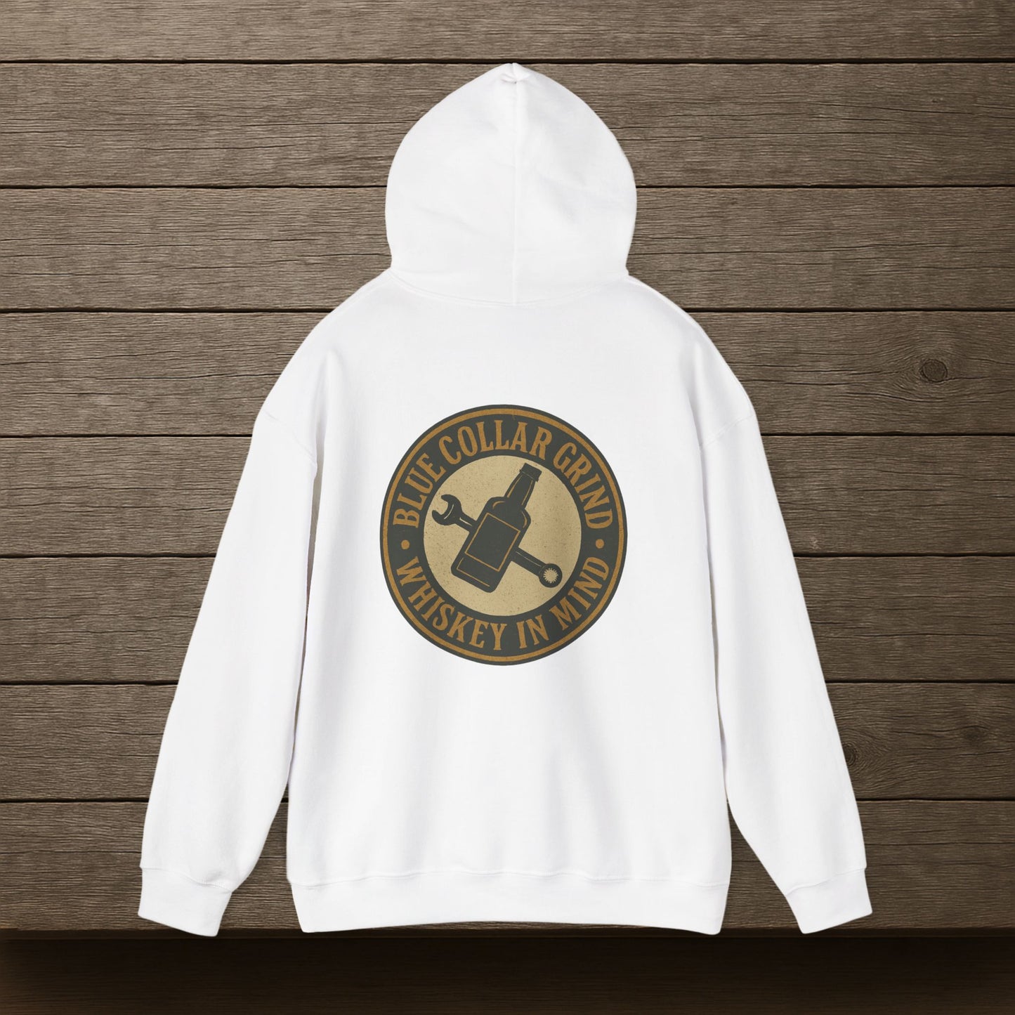 'Blue Collar Grind, Whiskey in Mind' Hoodie, Motivational Sweater