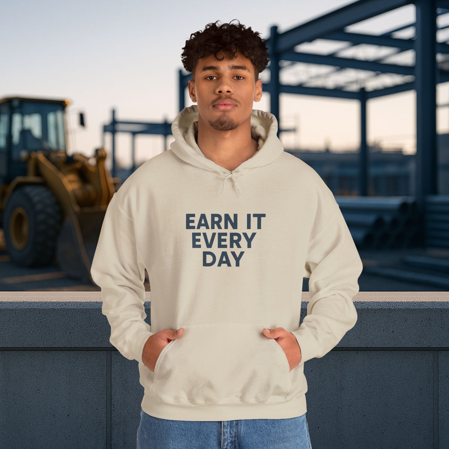 'Earn It Every Day' Men's Hoodie, Motivational Sweater