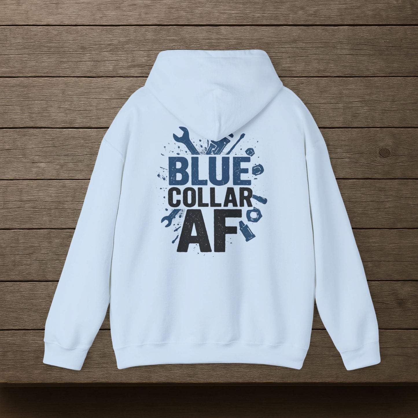 'Blue Collar AF' Men's Hoodie, Motivational Sweater