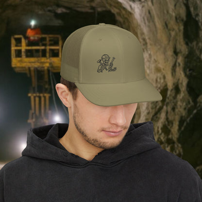 Embroidered Railroader Skeleton Hat, Railroading Skull Trade Cap