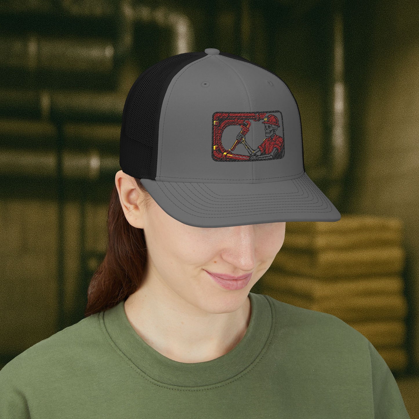 Visual Skeleton Embroidered Pipefitter hat, Pipe fitter cap