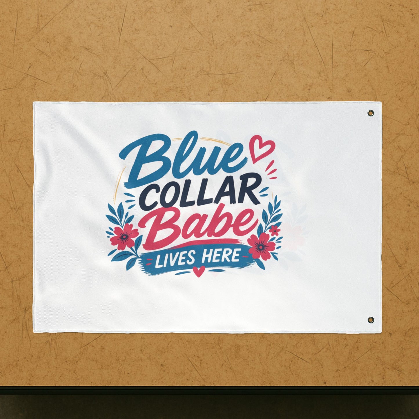 "Blue Collar Babe Lives Here" Double-Sided Flag, Toughneck Trades Pride Banner