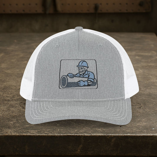 Pipeliner Embroidered Skeleton Pipe hat, Pipe liner cap