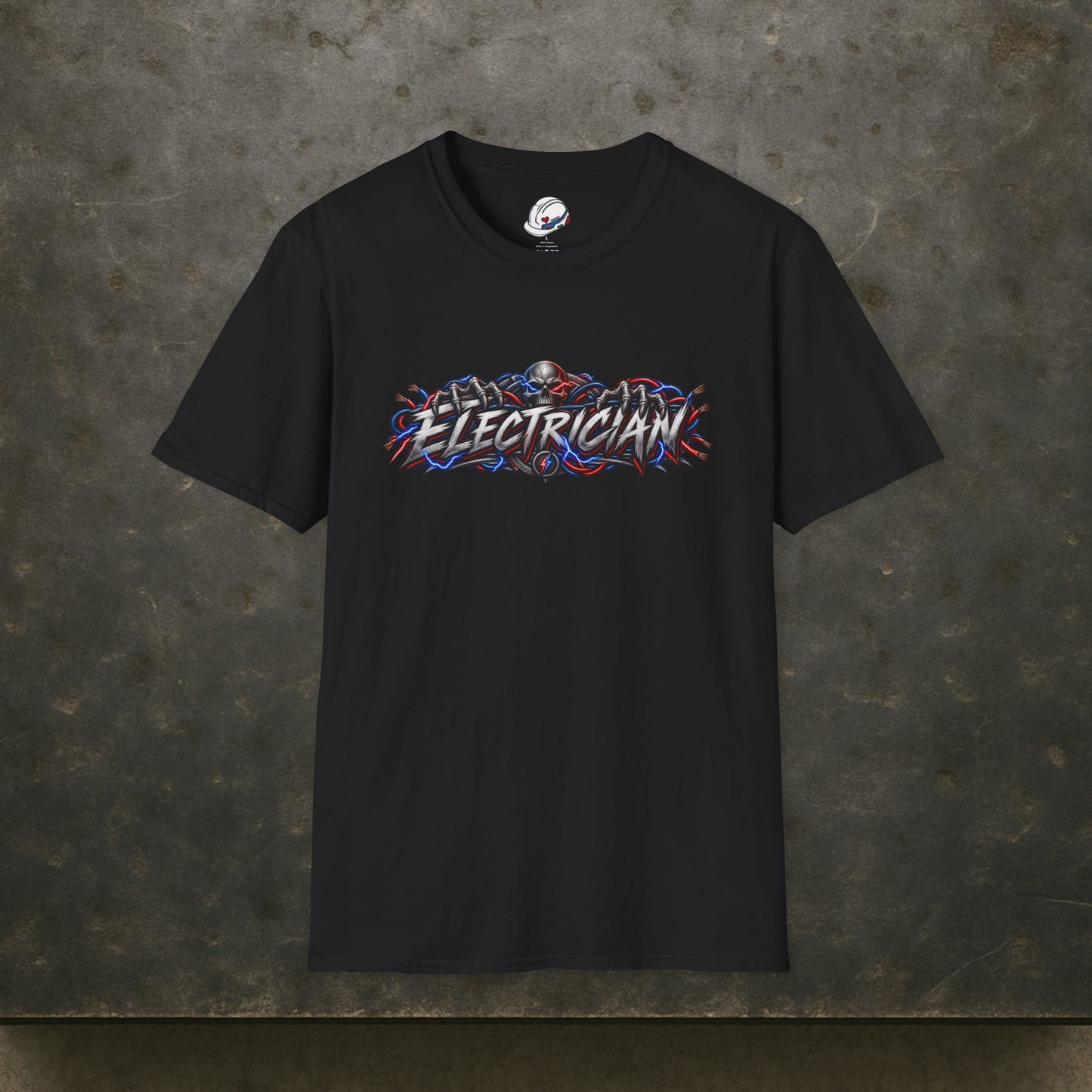 Electrician Skull T-Shirt, Electrical Trades Power Line Work Shirt