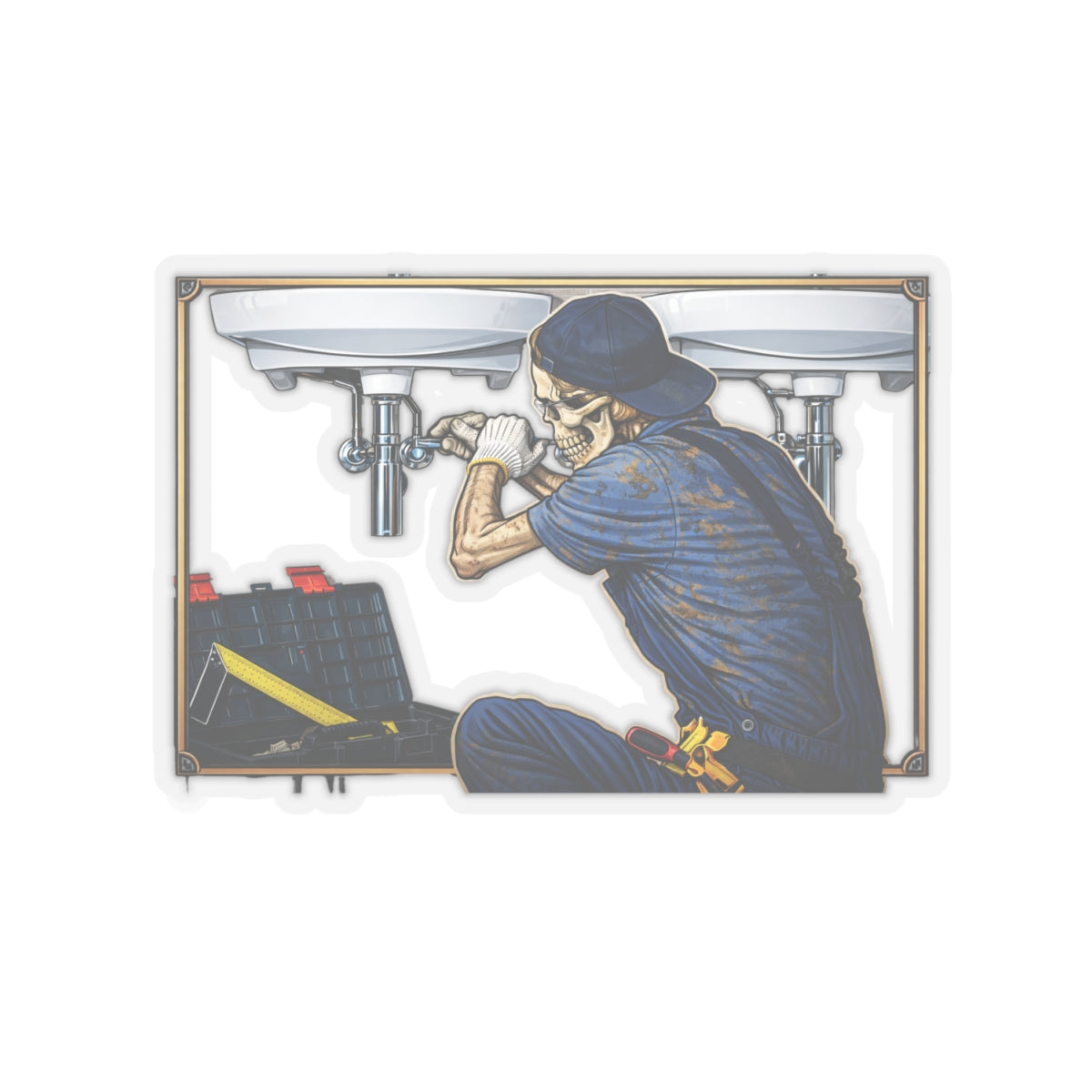 Plumber Skeleton Sticker, Plumber Hardhat Stickers