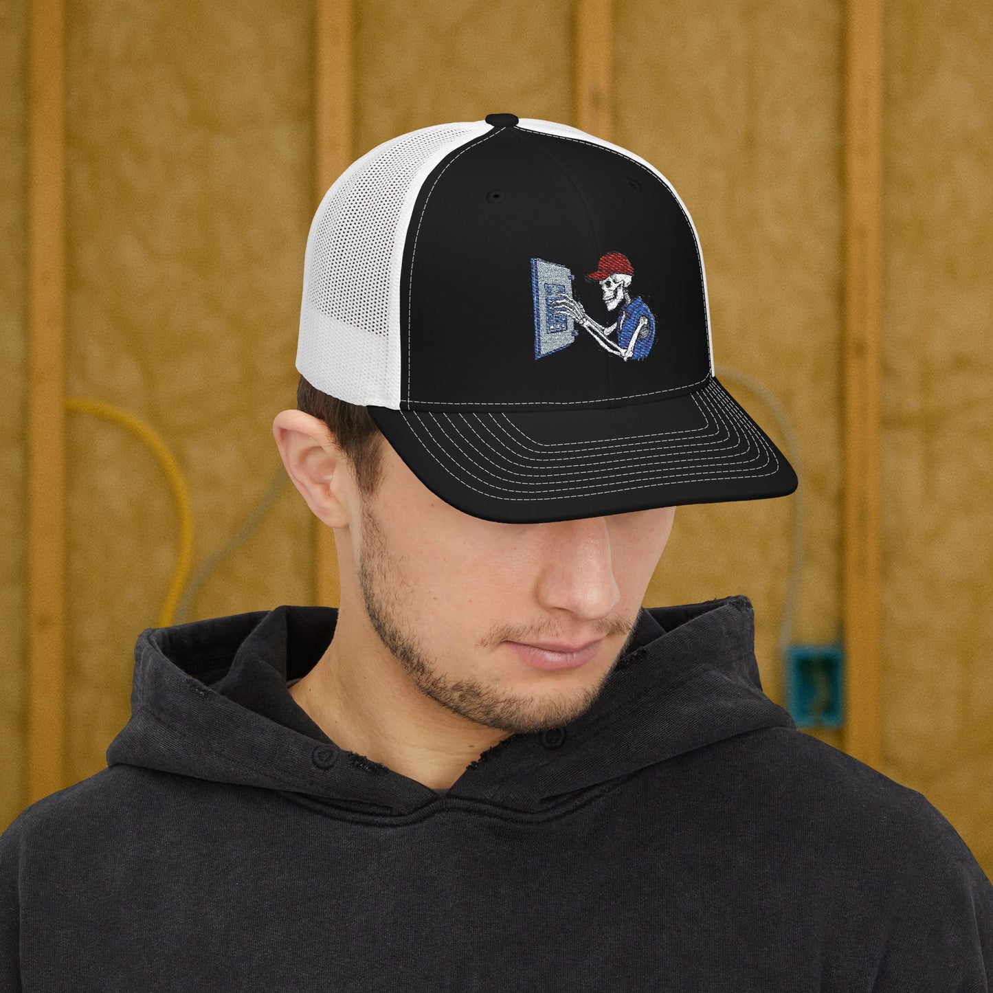 Embroidered Skeleton Electrician Panel Work hat, Electrician cap