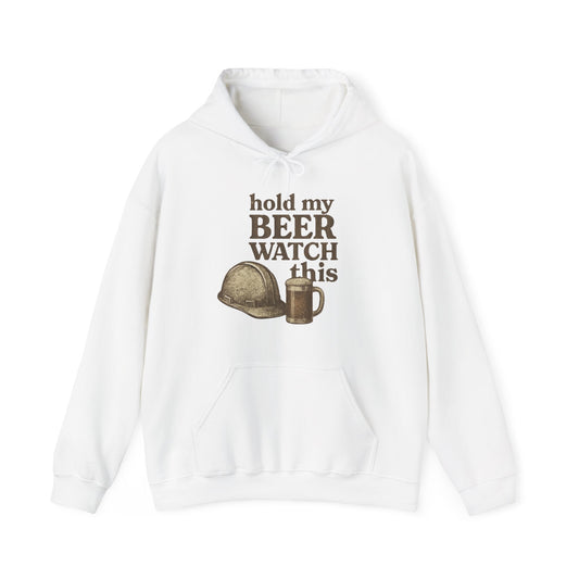 'Hold My Beer, Watch This' Men's Hoodie, Funny Sweater