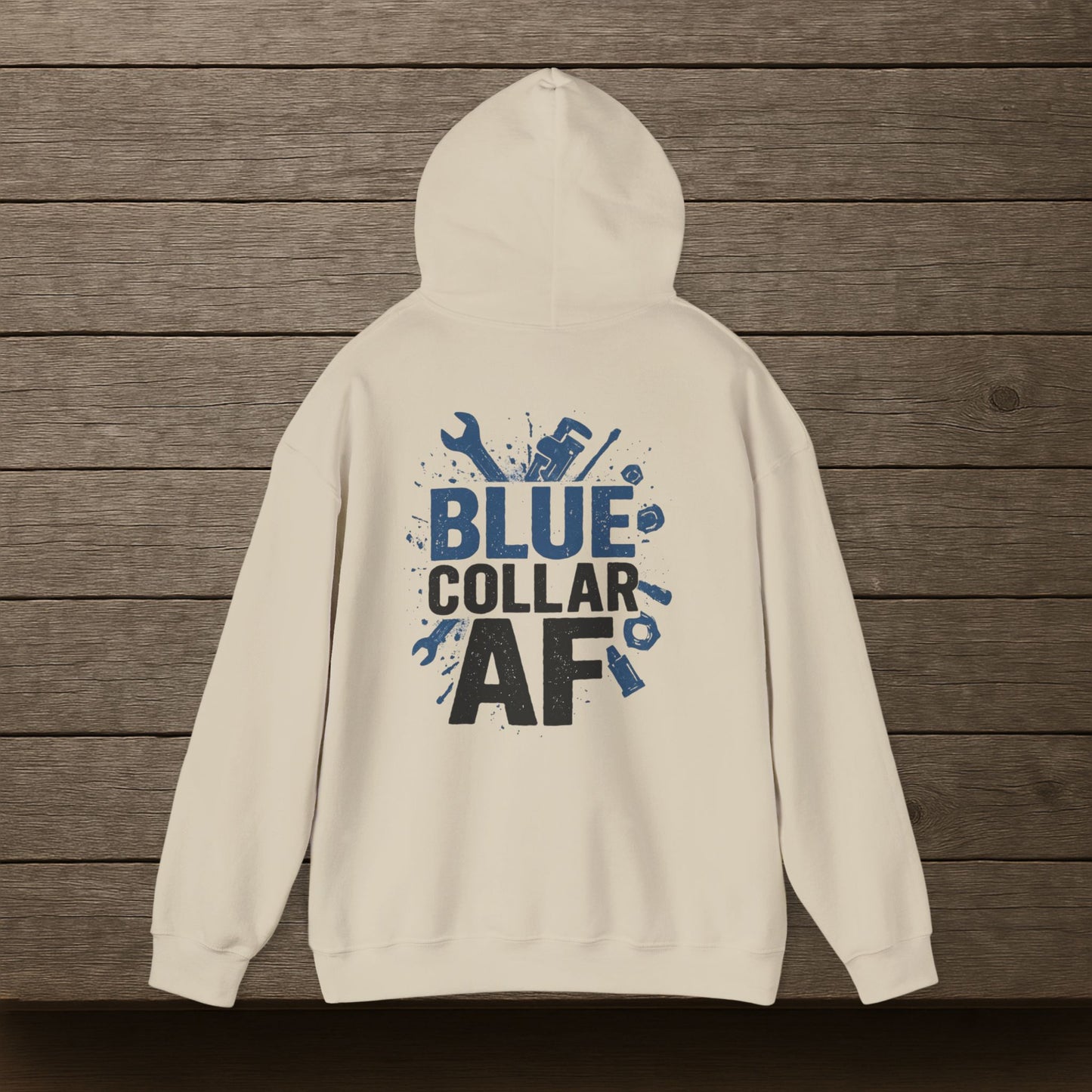 'Blue Collar AF' Men's Hoodie, Motivational Sweater