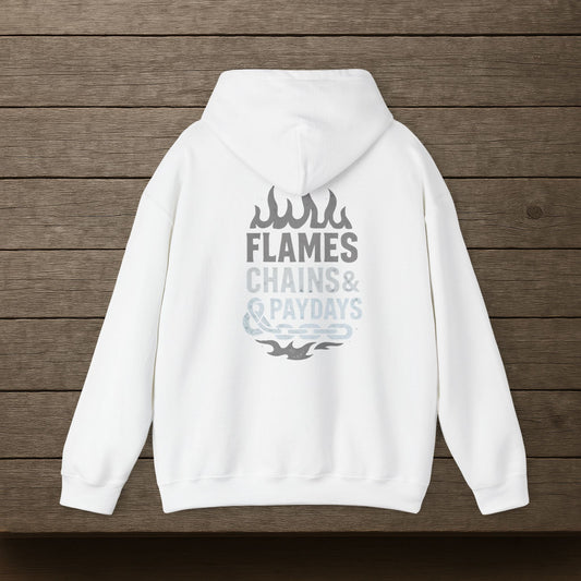 'Flames, Chains & Paydays' Hoodie, Motivational Sweater