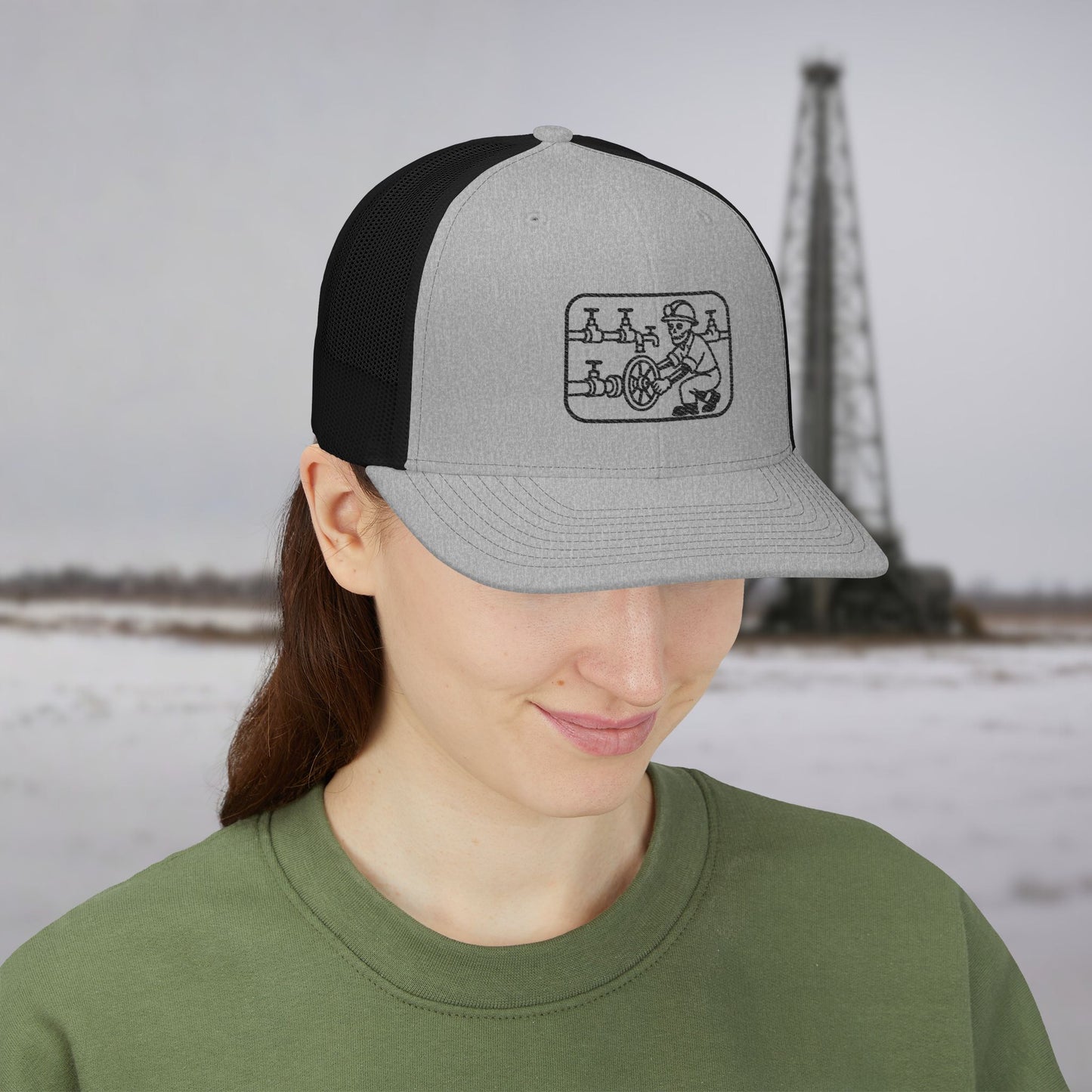 Skeleton Motorhand Valve Work Hat, Oilfield Motorhand Cap