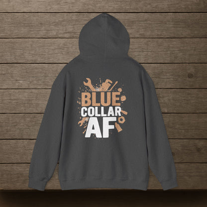 'Blue Collar AF' Men's Hoodie, Motivational Sweater