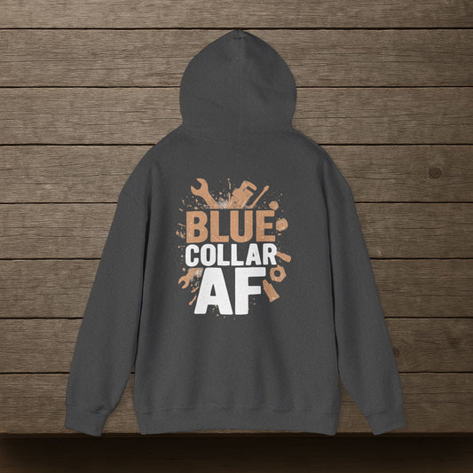 'Blue Collar AF' Men's Hoodie, Motivational Sweater