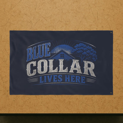 "Blue Collar Lives Here" Double-Sided Flag, Toughneck Trades Pride Banner