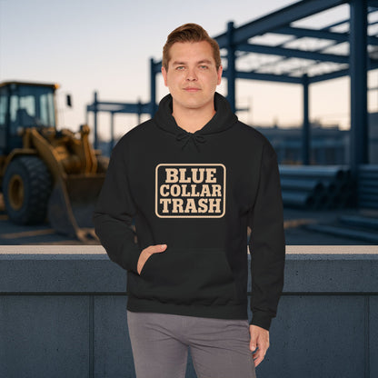 'Blue Collar Trash' Men's Hoodie, Motivational Sweater