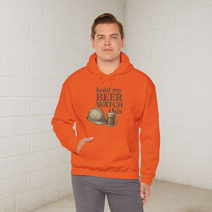 'Hold My Beer, Watch This' Men's Hoodie, Funny Sweater