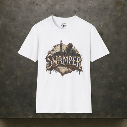 Swamper Muddy Oilfield Worker Topographic Rig T-Shirt