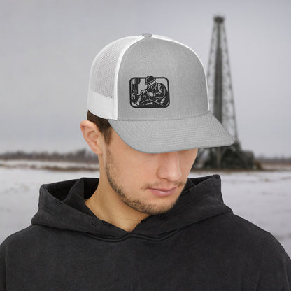 Embroidered Skeleton Derrickhand hat, Derrickhand cap