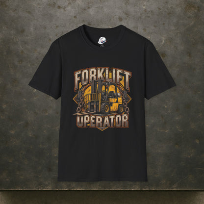 Forklift Operator Chained Industrial Forklift Badge T-Shirt