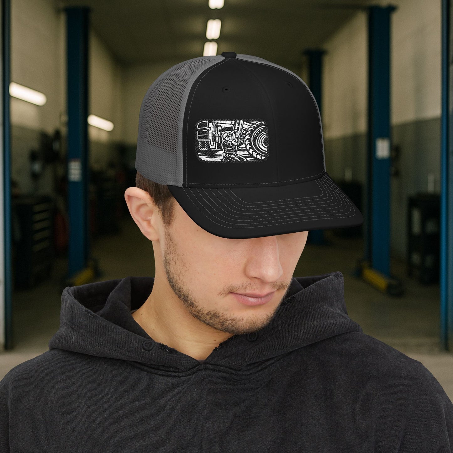 Heavy Duty Mechanic Suspension Skeletal Hat, HDM Embroidered Cap