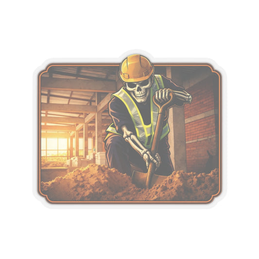 Labourer Skeleton Sticker, Laborer Hardhat Stickers