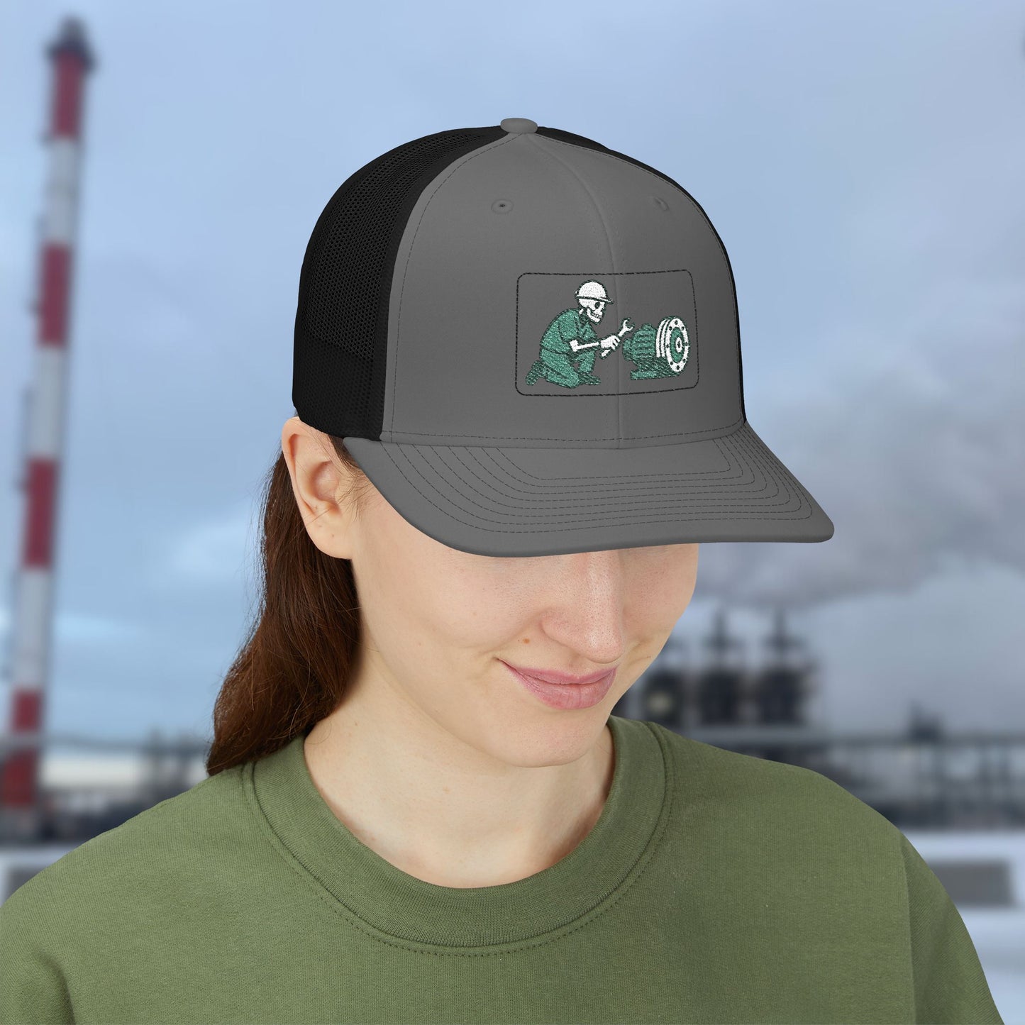 Skeleton Millwright Machinery Install Hat, Industrial Maintenance Cap