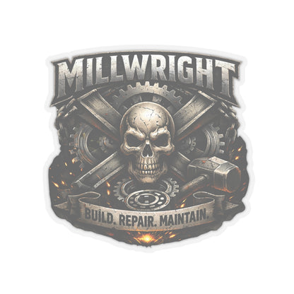 Millwright Build Repair Maintain Sticker, Industrial Mechanic Hardhat Stickers