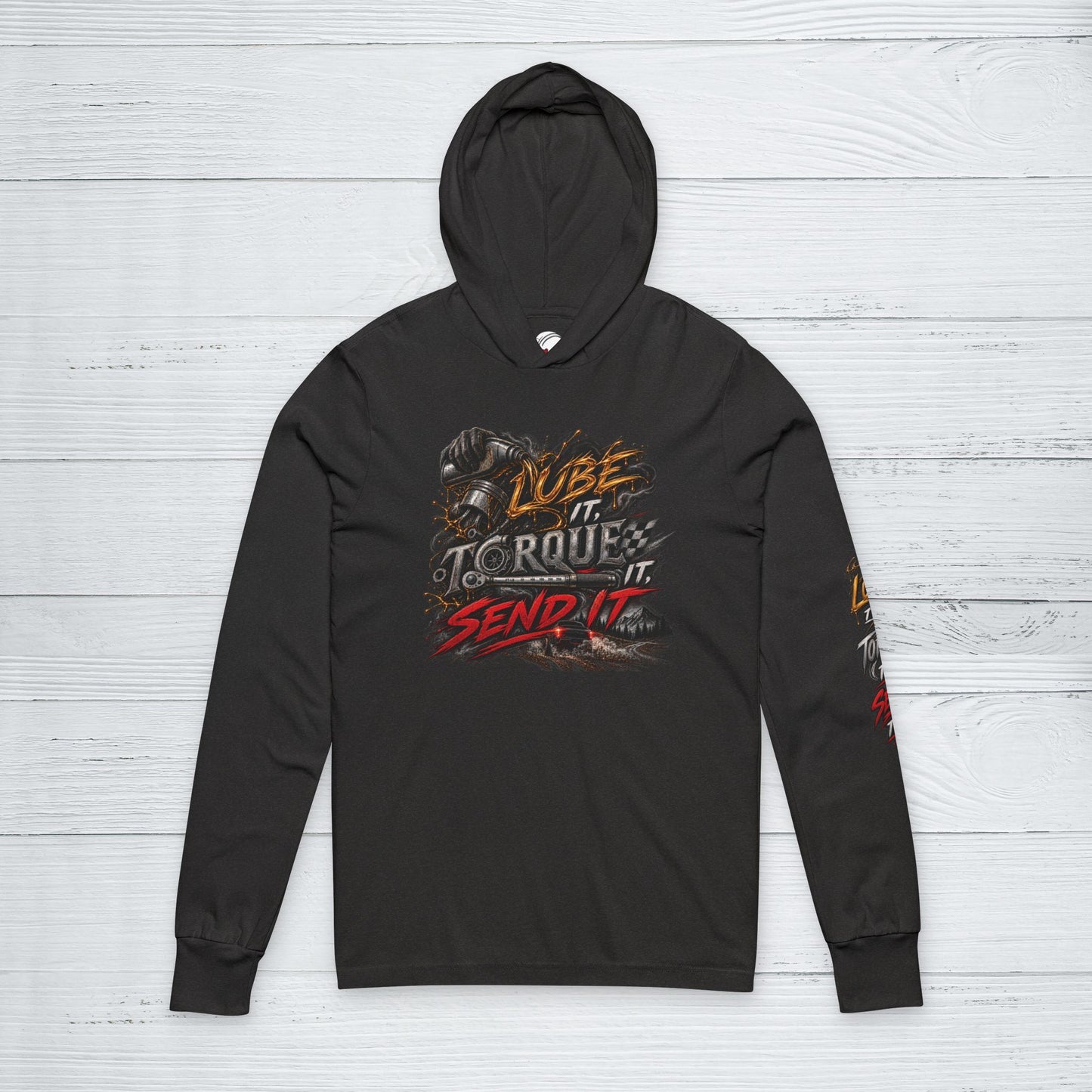 Lube It Torque It Send It Sweater, Automotive Shop Motivational Hoodie