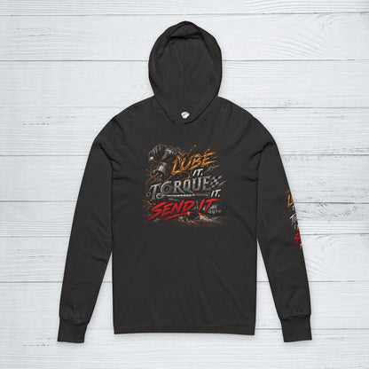 Lube It Torque It Send It Sweater, Automotive Shop Motivational Hoodie