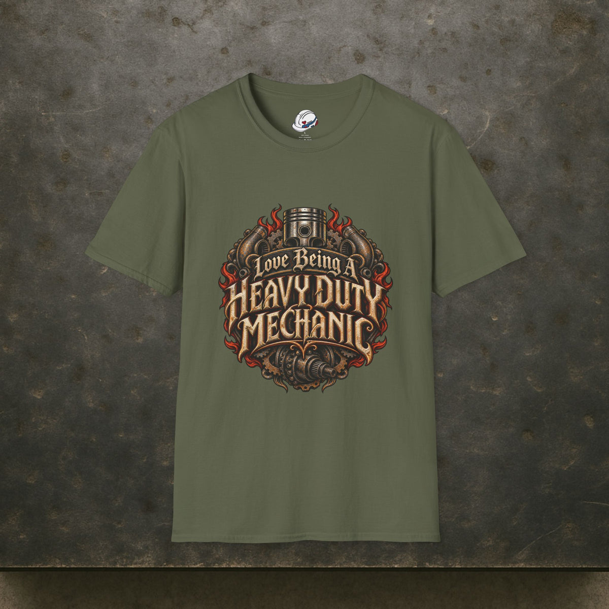 Love Being A Heavy Duty Mechanic Flames & Gears T-Shirt