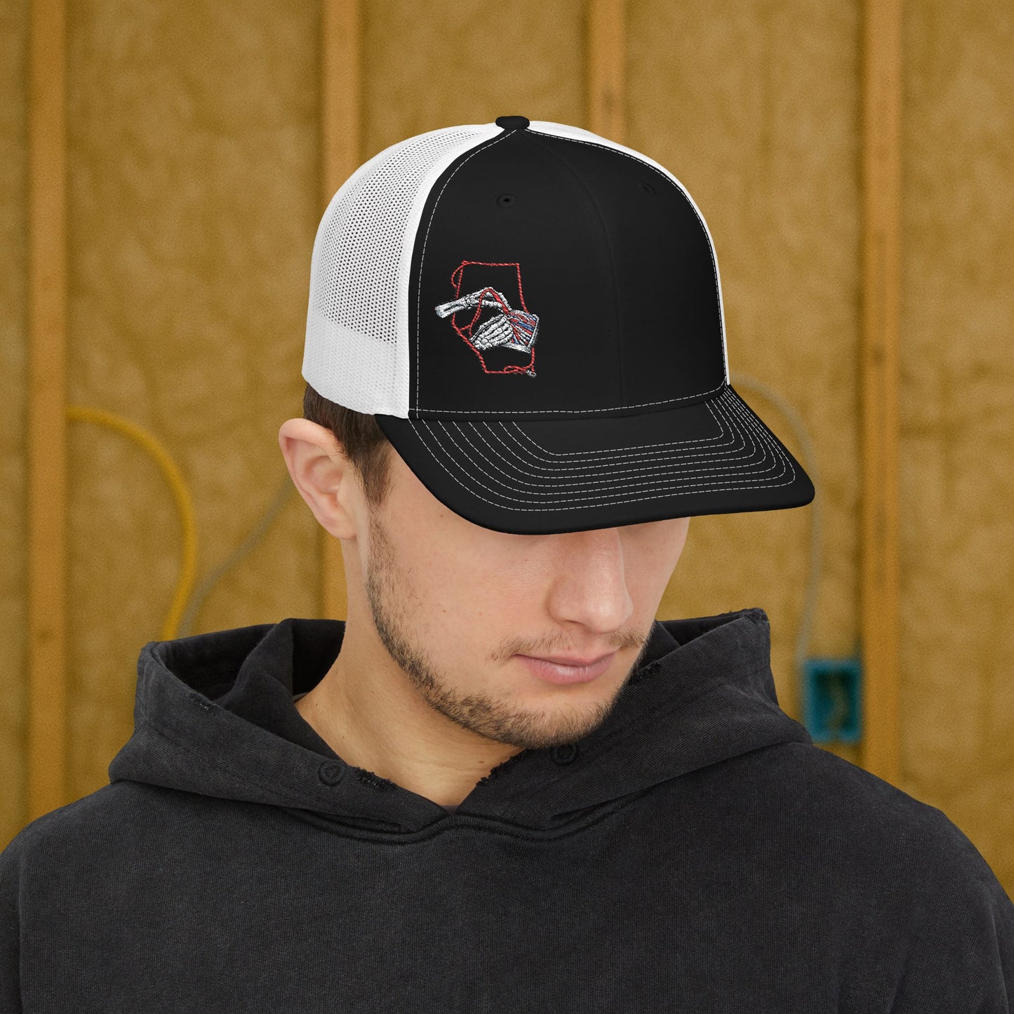 Electrician Skeleton Hands Embroidered, Electrical Micrometer Cap