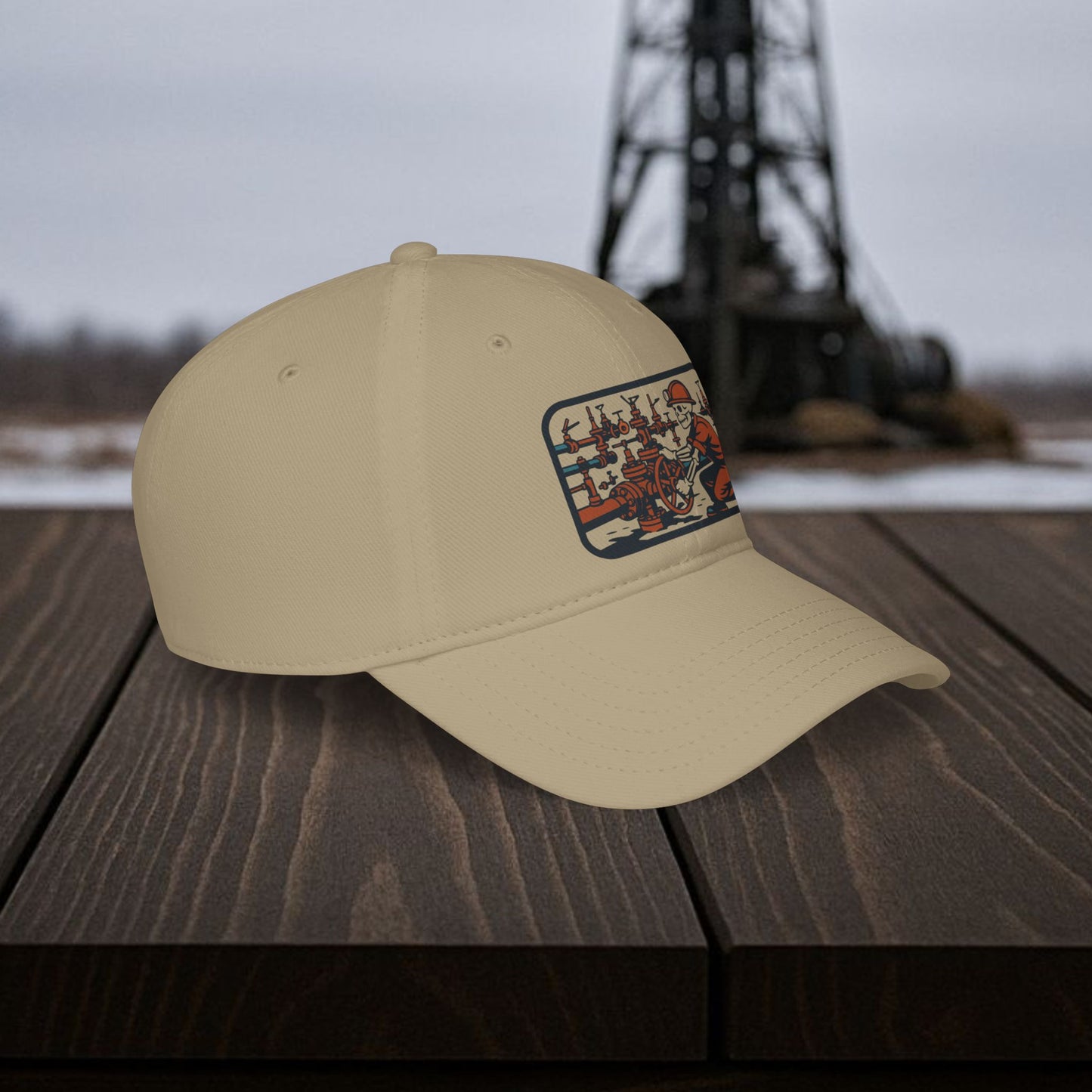 Skeleton Motorhand Flow Iron Hat, Oilfield Pressure Work Cap