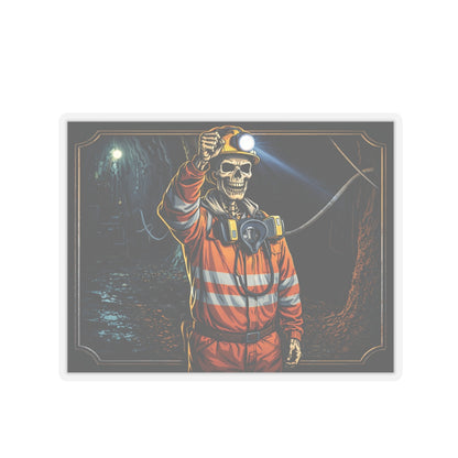 Miner Skeleton Sticker, Mining Hardhat Stickers