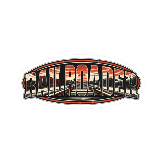 Railroader, Retro Railroad Silhouette Men’s Sticker