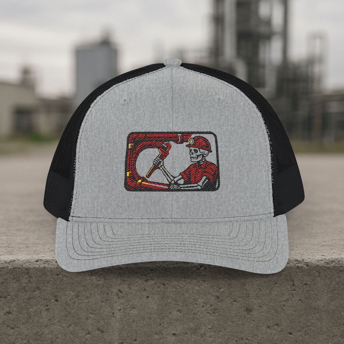 Visual Skeleton Embroidered Pipefitter hat, Pipe fitter cap