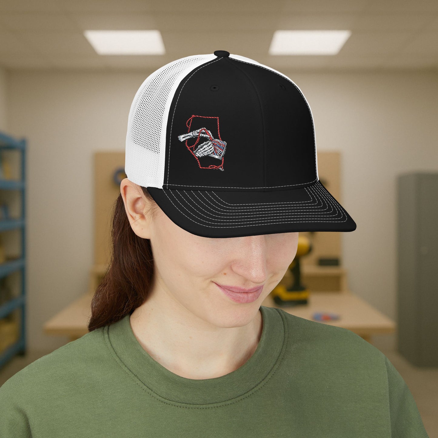 Electrician Skeleton Hands Embroidered, Electrical Micrometer Cap