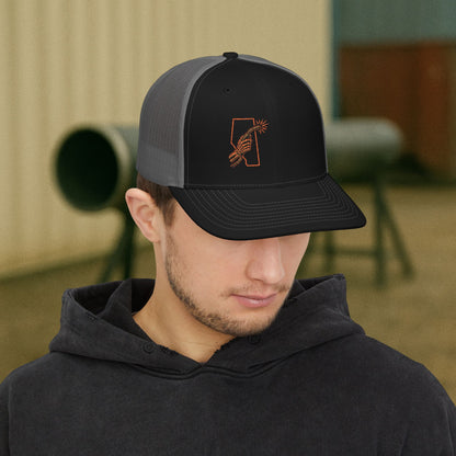 Welder Alberta Skeleton Hand Embroidered Hat, Welding Province Torch Cap