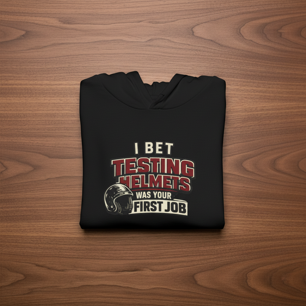 'Testing Helmets First Job' Sweater, Funny Work Hoodie