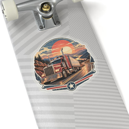 Sunset Haul Semi Sticker, Truck Driver Graphic Sticker