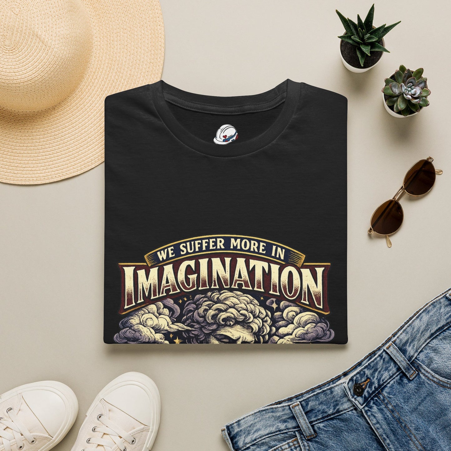 “We Suffer More In Imagination” T-Shirt, Stoic Mindset motivational t-shirt