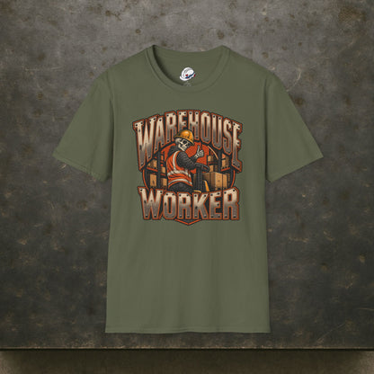 Warehouse Worker Skeleton Thumbs-Up Industrial Mascot T-Shirt