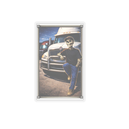 Truck Driver Skeleton Sticker, Trucker Hardhat Stickers