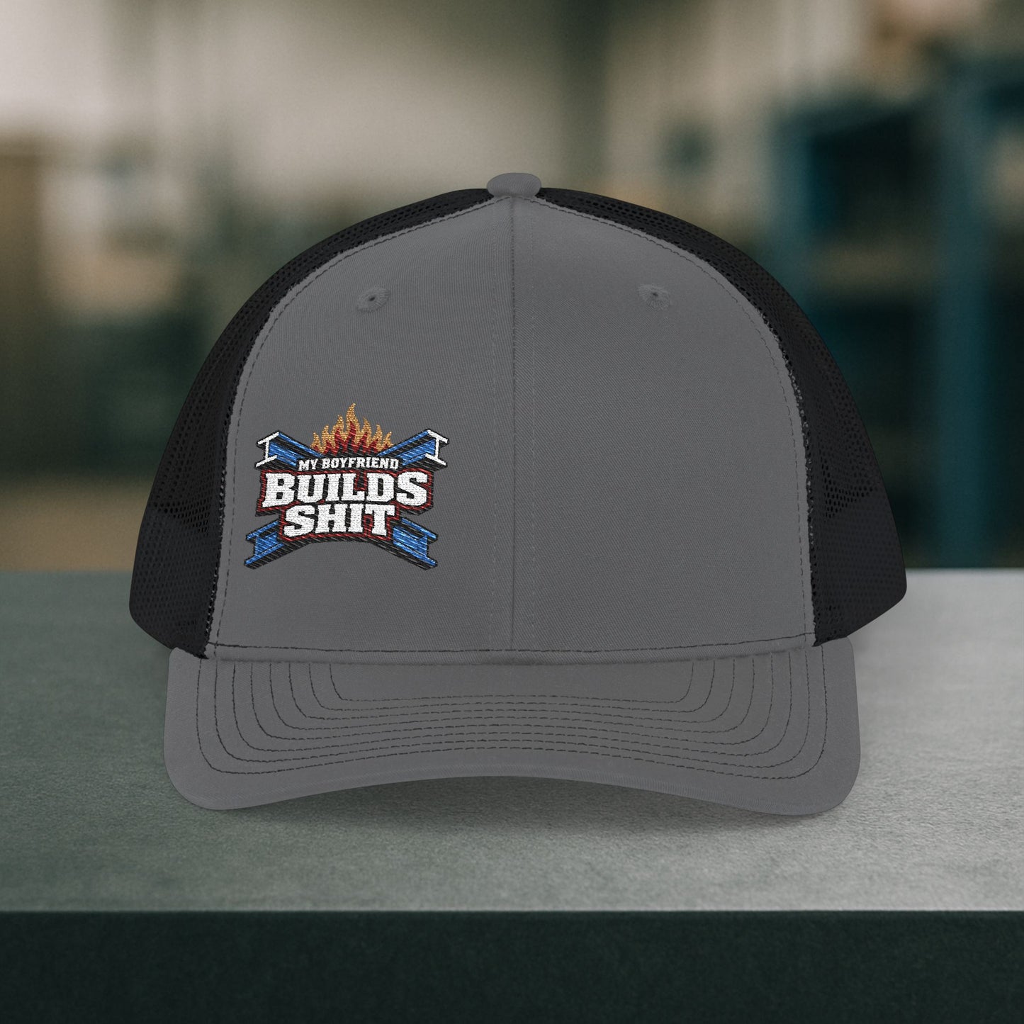 “My Boyfriend Builds Shit” Wife Hat, Trades Spouse Embroidered Cap