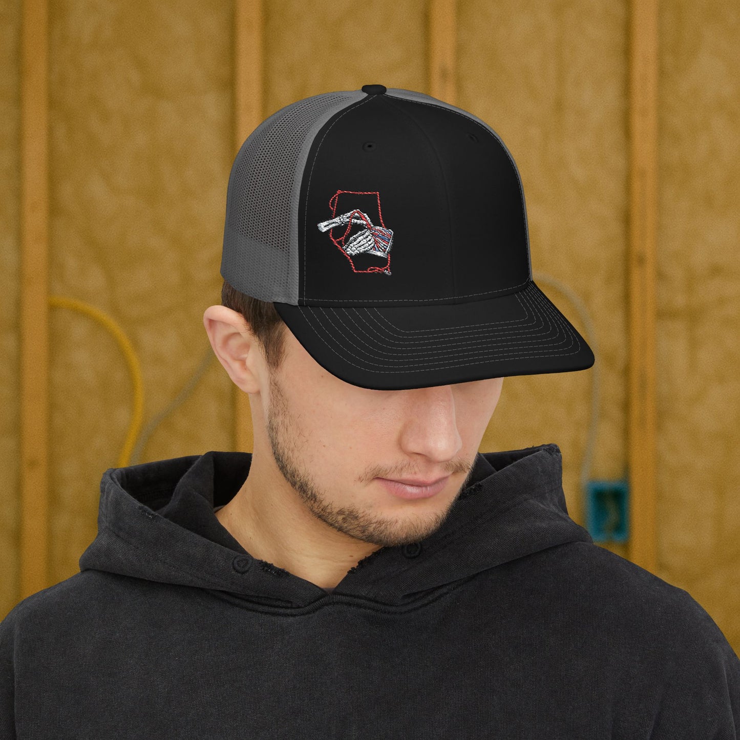 Electrician Skeleton Hands Embroidered, Electrical Micrometer Cap