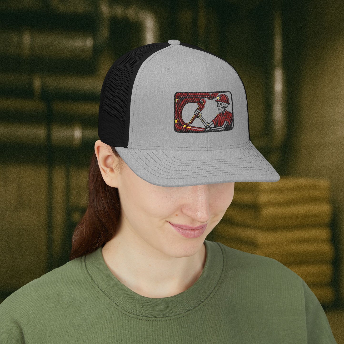 Visual Skeleton Embroidered Pipefitter hat, Pipe fitter cap