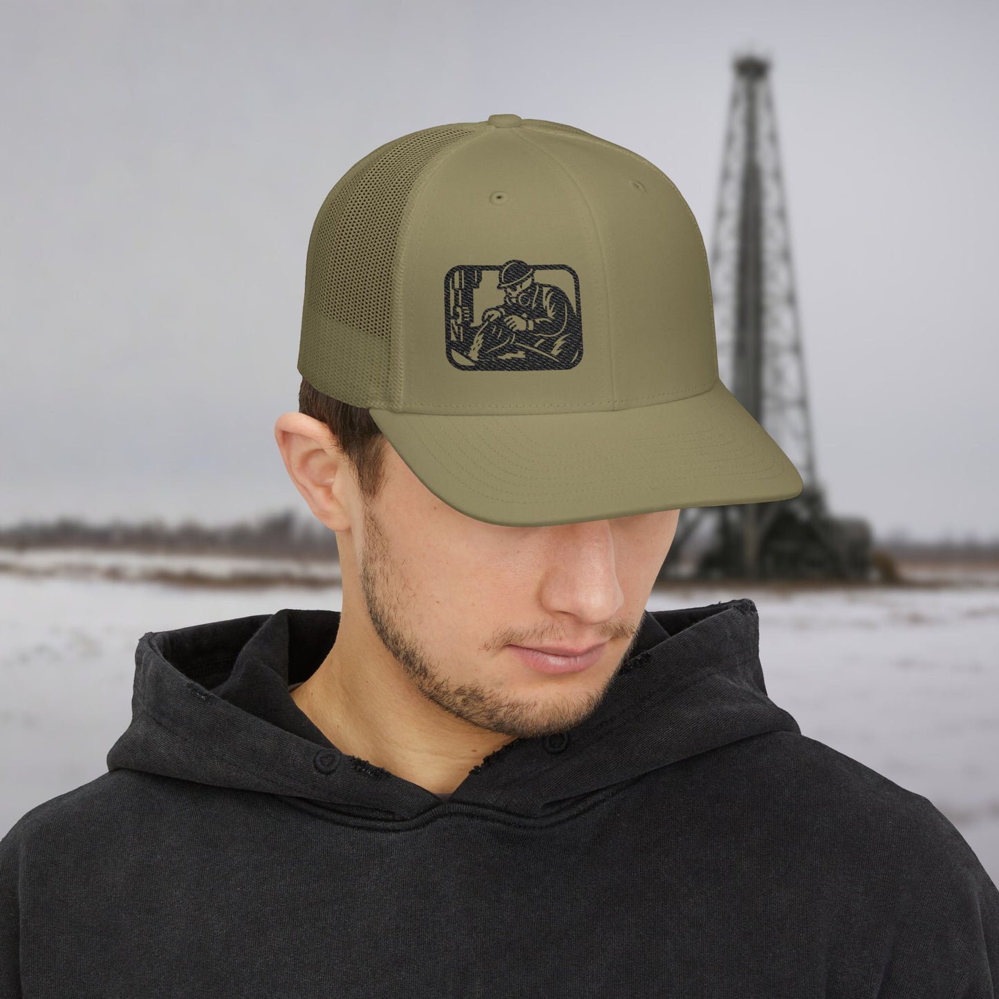 Embroidered Skeleton Derrickhand hat, Derrickhand cap