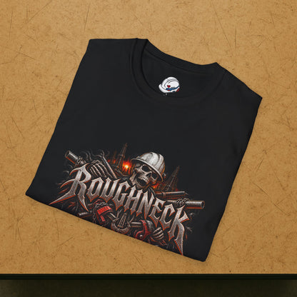 Roughneck Skull Oilfield T-Shirt, Hardhat Floorhand Rig Hand Tee