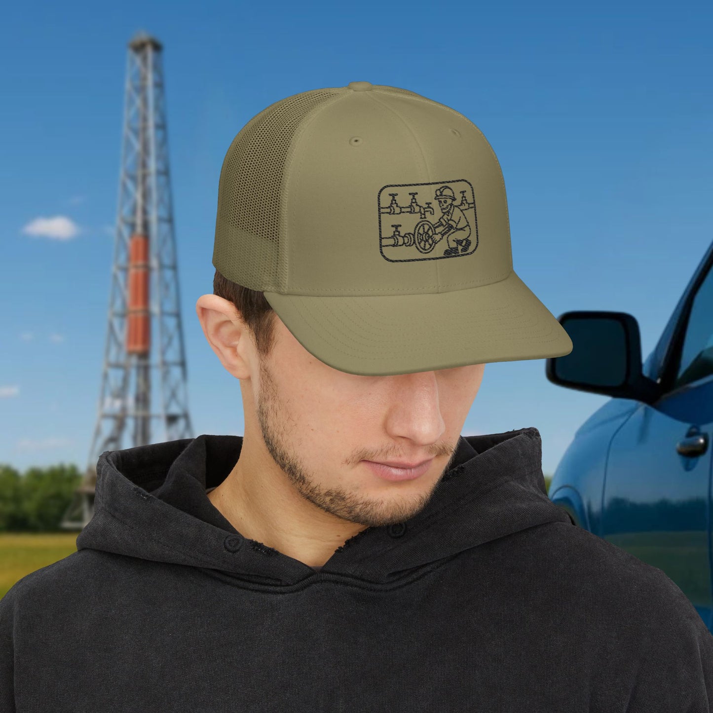 Skeleton Motorhand Valve Work Hat, Oilfield Motorhand Cap