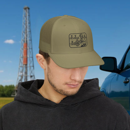 Skeleton Motorhand Valve Work Hat, Oilfield Motorhand Cap